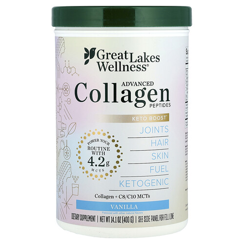 Great Lakes Wellness, Advanced Collagen Peptides, verbesserte Kollagenpeptide, Vanille, 400 g (14,1 oz.)