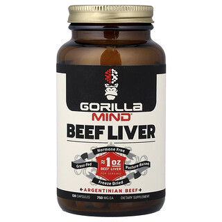 Gorilla Mind, Телешки черен дроб, 750 mg, 120 капсули