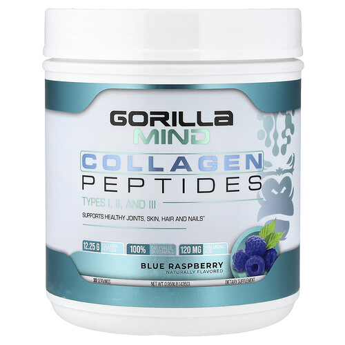Gorilla Mind, Collagen Peptides, Kollagenpeptide, Blaue Himbeere, 435 g (0,959 lb.)