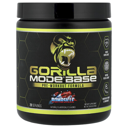 Gorilla Mind Mode® Base, Pre-Workout Formula, Bombsicle, 0.54 lb (248 g)
