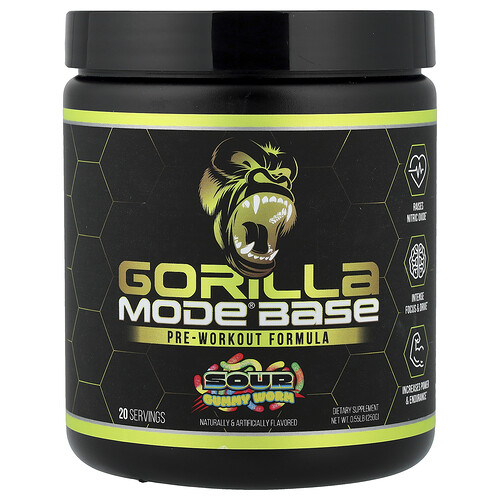 Gorilla Mind Mode® Base Pre-Workout Formula Sour Gummy Worm 0.55 lb (250 g)