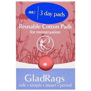 Купить GladRags, Многоразовые хлопковые прокладки для менструации, 3 прокладки  на IHerb