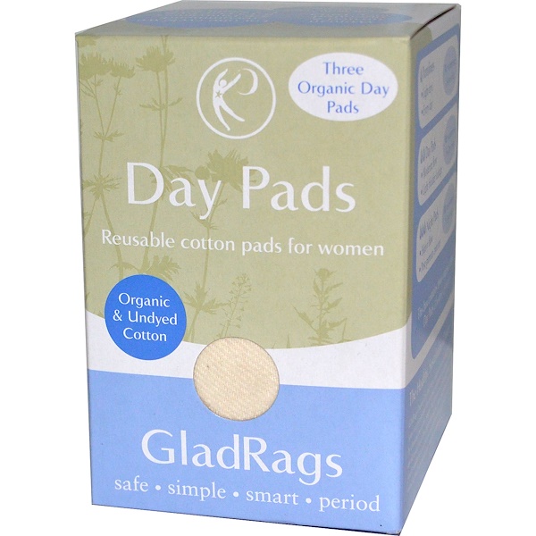 GladRags, Day Pads, Reusable Cotton Pads for Women, 3 Pads (Discontinued Item) 