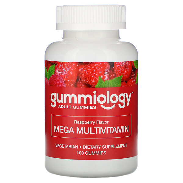 Gummiology, Adult Mega Multivitamins Gummies, Natural Raspberry Flavor