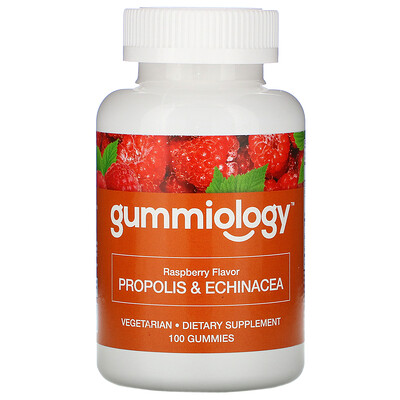 

Gummiology прополис с эхинацеей для взрослых в жевательных таблетках, с натуральным вкусом малины, 100 вегетарианских жевательных таблеток
