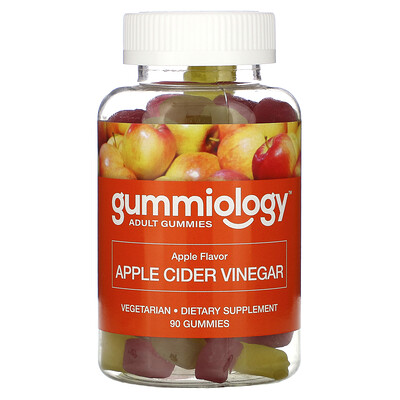 Gummiology жевательные таблетки с яблочным уксусом, для взрослых, с натуральным яблочным вкусом, 90 вегетарианских жевательных таблеток