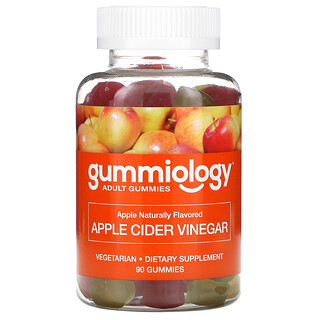 Gummiology, 大人用アップルサイダービネガーグミ、天然リンゴ風味、植物性グミ90粒