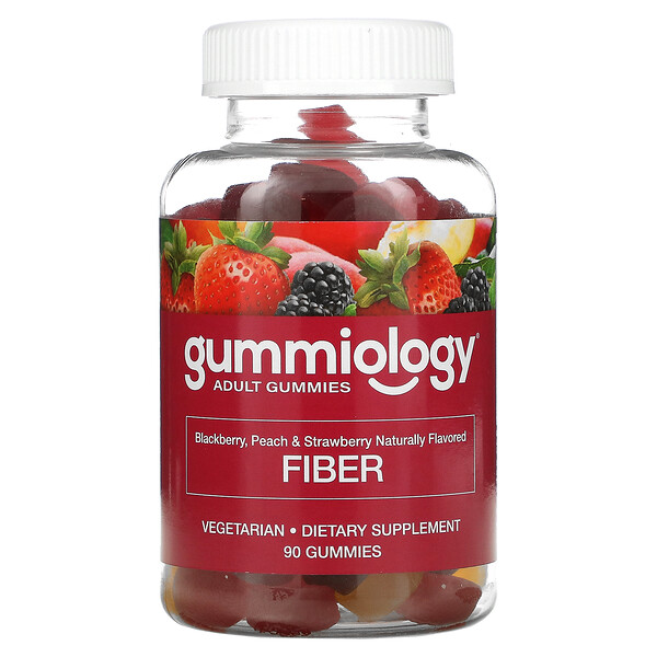 Gummiology, 纤维软糖，天然桃子、草莓和黑莓味，90 粒软糖