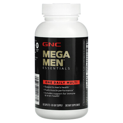 

GNC Mega Men, мультивитамины для мужчин, 1 капсула в день, 60 капсул