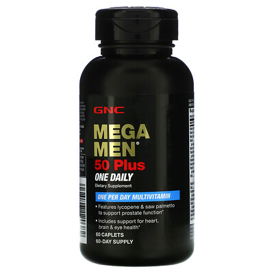 GNC Mega Men 50 Plus One Daily Multivitamin, 60 Caplets
