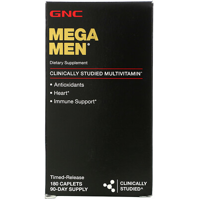 GNC Mega Men Clinically Studied Multivitamin, 180 Caplets
