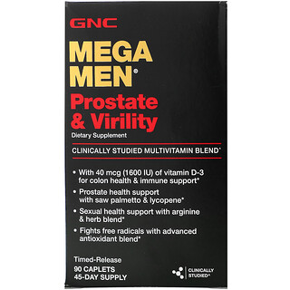 GNC, Mega Men, Prostate and Virility, 90 Timed-Release Caplets