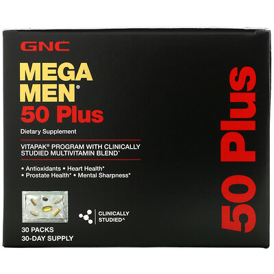 GNC Mega Men 50 Plus, Multivitamin, 30 Packs
