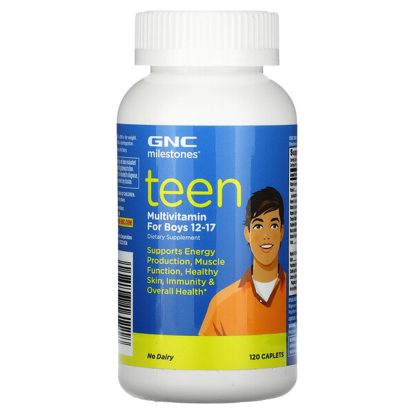 GNC, Milestones, мультивитамины для подростков, для мальчиков 12-17 лет, 120 капсул