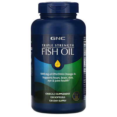 GNC Triple Strength Fish Oil, 1000 mg, 120 Softgels