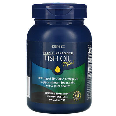 GNC Triple Strength Fish Oil Mini, 120 Mini Softgels