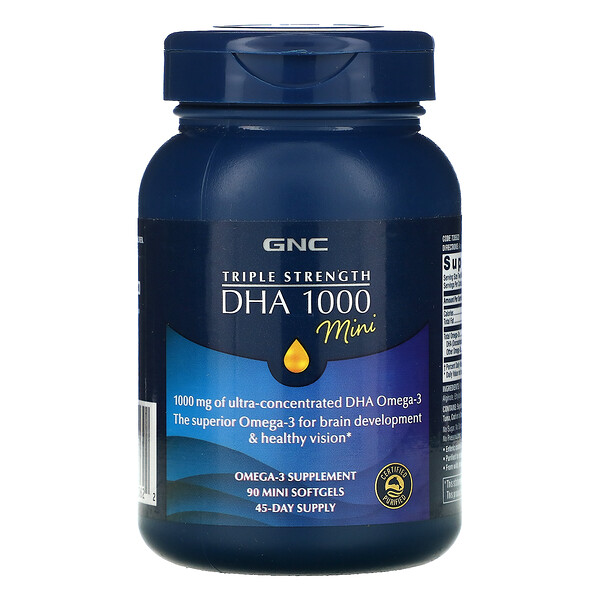 GNC‏, Triple Strength DHA 1000 Mini, 500 mg, 90 Mini Softgels