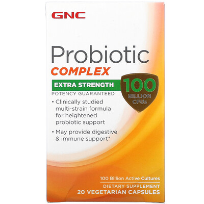 GNC Probiotic Complex, Extra Strength, 100 Billion CFUs, 20 Vegetarian Capsules