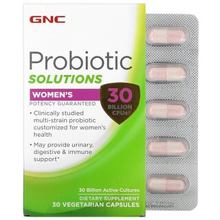 GNC, Пробиотические растворы для женщин, 30 млрд КОЕ, 30 вегетарианских капсул
