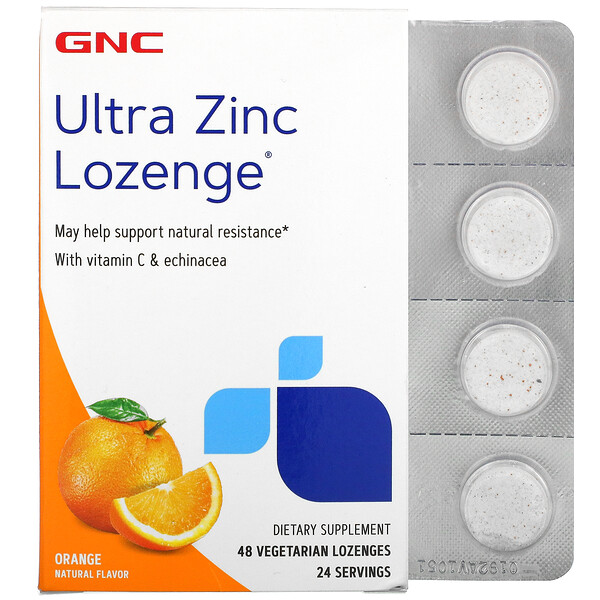 GNC‏, Ultra Zinc Lozenge, Orange, 48 Vegetarian Lozenges