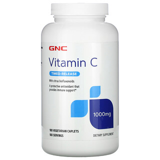 GNC, Vitamin C with Citrus Bioflavonoids, Timed-Release, 1,000 mg, 180 Vegetarian Caplets