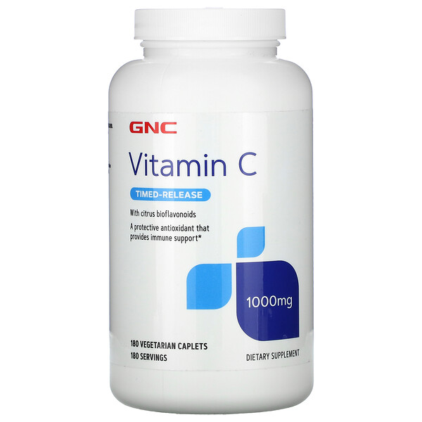 GNC‏, Vitamin C with Citrus Bioflavonoids, Timed-Release, 1,000 mg, 180 Vegetarian Caplets