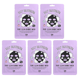 G9skin, Self Aesbiotic, Pore Clean Bubble Beauty Mask, porenreinigende Bubble-Maske, 5 Tuchmasken, je 23 ml (0,77 fl. oz.).