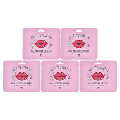G9skin, Self Aesthetic, Parche labial de hidrogel de rosas, 5 parches, 3 g (0,10 oz)