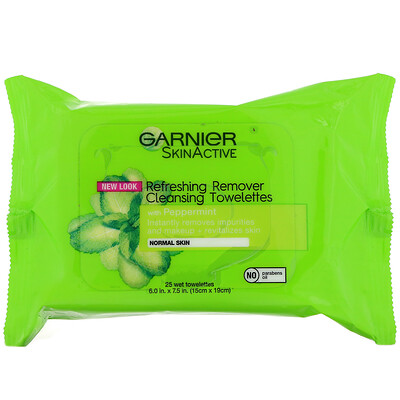 Garnier SkinActive, освежающие очищающие салфетки для снятия макияжа, 25 влажных салфеток
