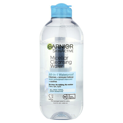 Garnier, SkinActive, Agua micelar de limpieza, Todo tipo de piel, Incluso las sensibles, 400 ml (13,5 oz. líq.)
