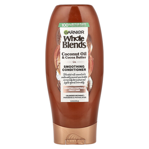 Garnier, Whole Blends, Smoothing Conditioner, Smoothing Conditioner, Coconut Oil & Cocoa Butter, glättender Conditioner, Kokosnussöl und Kakaobutter, 370 ml (12,5 fl. oz.)