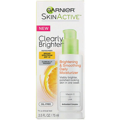 

Garnier SkinActive, Clearly Brighter, дневное увлажняющее средство для осветления и разглаживания кожи, SPF 15, 75 мл