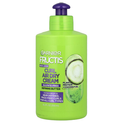 Garnier, Fructis, Crema para rizos que secan al aire, Todo tipo de rizos, 300 ml (10,2 oz. líq.)