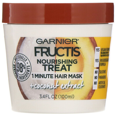 Garnier Fructis, 1-минутная питательная маска для волос, с экстрактом кокоса, 100 мл