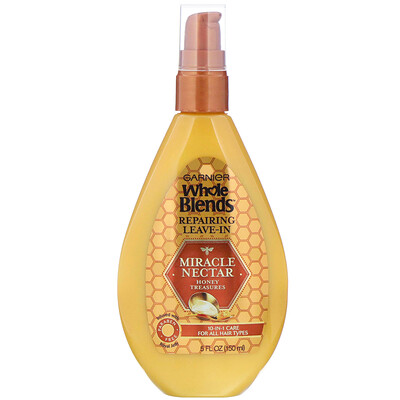 Garnier Whole Blends, Miracle Nectar, несмываемое восстанавливающее средство для волос, «Медовые сокровища», 150 мл