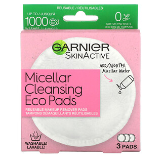 Garnier, SkinActive, мицеллярные очищающие эко-подушечки, 3 шт.