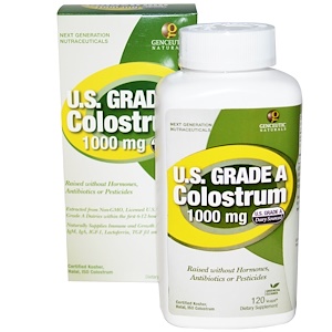 Отзывы о Генсьютик Нэчуралс, U.S. Grade A Colostrum, 1000 mg, 120 V-Caps