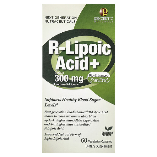 Genceutic Naturals R-Lipoic Acid+, 60 Vegetarian Capsules
