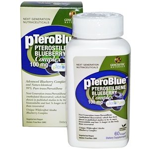 Отзывы о Генсьютик Нэчуралс, pTeroBlue, Pterostilbene Blueberry Complex, 100 mg, 60 V-Caps