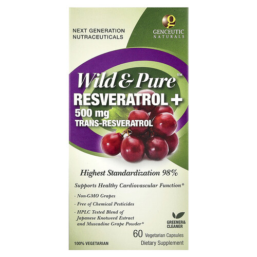 Genceutic Naturals Wild & Pure™, Resveratrol+, 60 Vegetarian Capsules