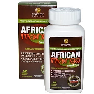 Генсьютик Нэчуралс, African Mango + Green Tea, Extra Strength, 500 mg, 60 Vcaps отзывы