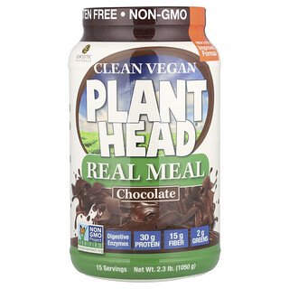 Genceutic Naturals, Clean Vegan Plant Head®, Hidangan Asli, Coklat, 2.3 lb (1,050 g)