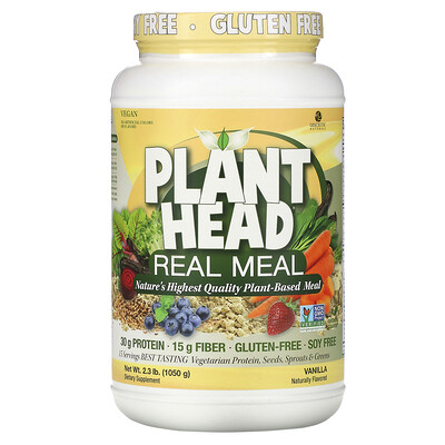 Genceutic Naturals Plant Head, источник растительного белка, ваниль, 1050 г (2,3 фунта)