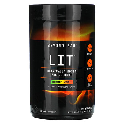GNC Beyond Raw LIT, Clinically Dosed Pre-Workout, Gummy Worm, 1.82 lb (825.6 g)