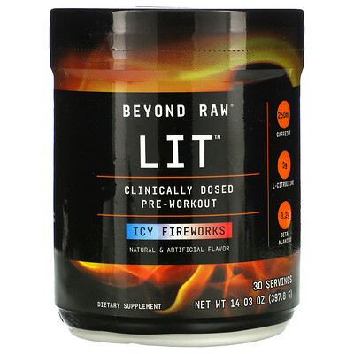 GNC Beyond Raw LIT, Clinically Dosed Pre-Workout, Icy Fireworks, 14.03 oz (397.8 g)