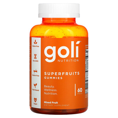 

Goli Nutrition, Superfruit Gummies, Mixed Fruit, 60 Pieces