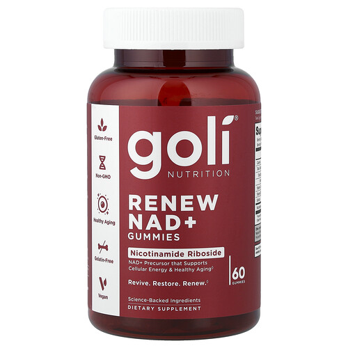Goli Nutrition Renew NAD+ Gummies, 60 Gummies