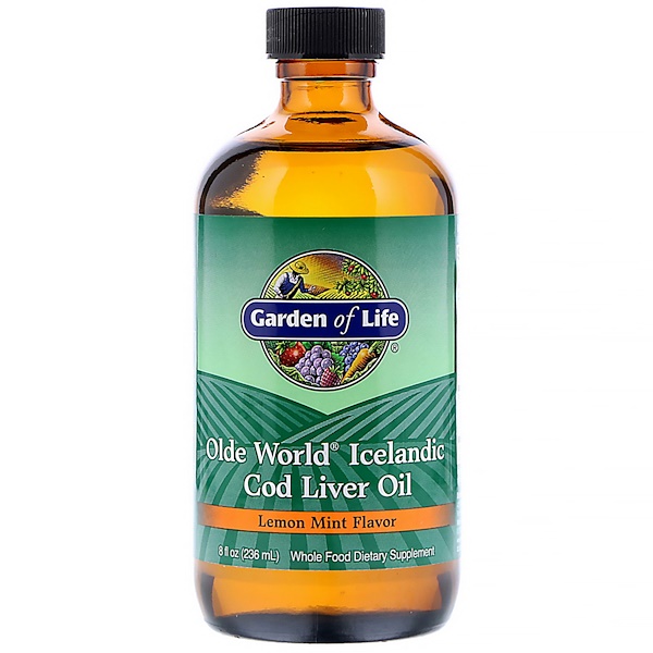 Garden of Life, Масло из печени исландской трески Olde World, со вкусом лимонной мяты (236 мл)