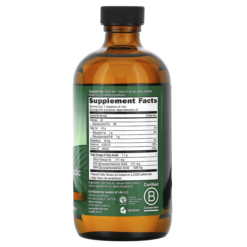 Garden of Life, Olde World Icelandic Cod Liver Oil, Lemon Mint, 8 fl oz