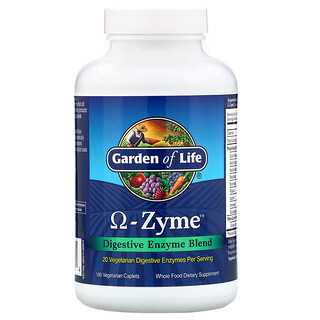 Garden of Life, Omega-Zyme, смесь пищеварительных ферментов, 180 вегетарианских капсул